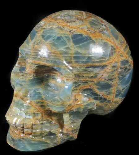 Carved, Blue Calcite Skull - Argentina #63274